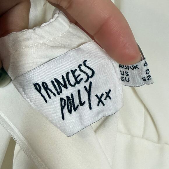 Princess Polly Lillie Long Sleeve White Mini Dress Size 0 Draped Corset Style - Picture 7 of 10